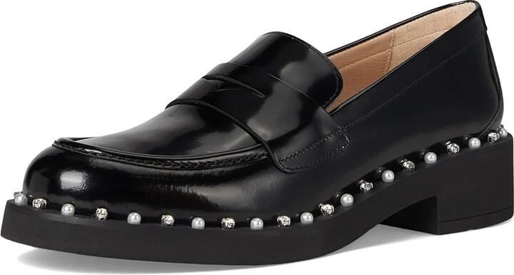 Stuart Weitzman Reverie Loafers Women's Flat Shoes Black : 7.5 M, Leather/Vinyl - Image 5