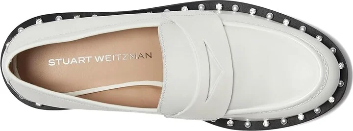 Stuart Weitzman Reverie Loafers Women's Flat Shoes White : 11 M, Leather/Vinyl - Image 2