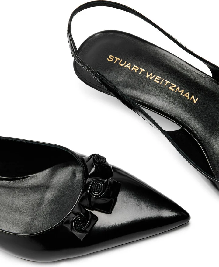 Stuart Weitzman Rosie 35 Glossed Leather Slingback Pumps - Image 3