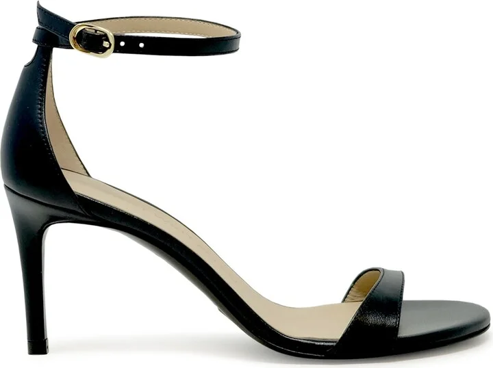 Stuart Weitzman Sk306 Black Leather Nudist Ii 75 Sandals