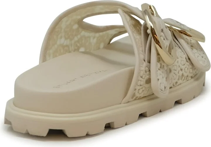 Stuart Weitzman Sk758 Ivory Lace Benni Sport Slide Sandals - Image 3