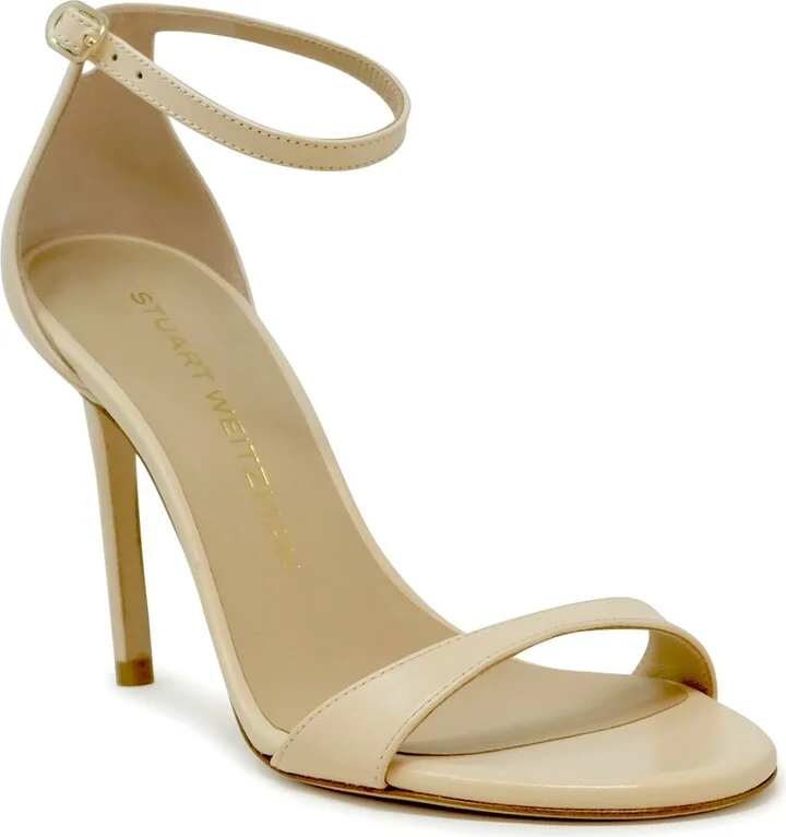 Stuart Weitzman Sk874 Ivory Leather Nudist Ii 100 Sandals - Image 2