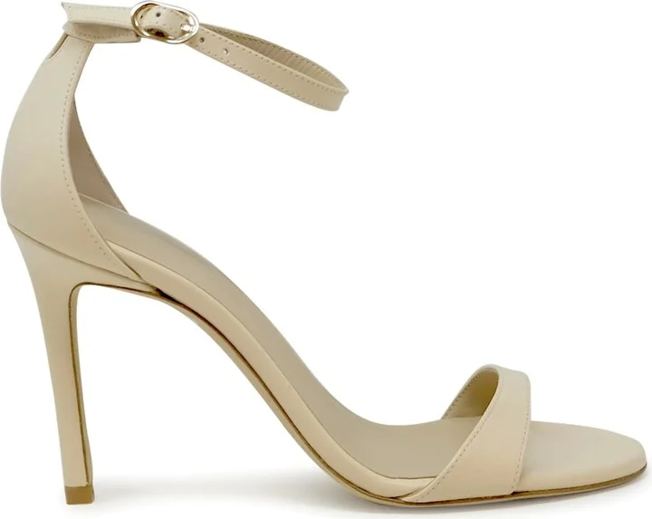 Stuart Weitzman Sk874 Ivory Leather Nudist Ii 100 Sandals