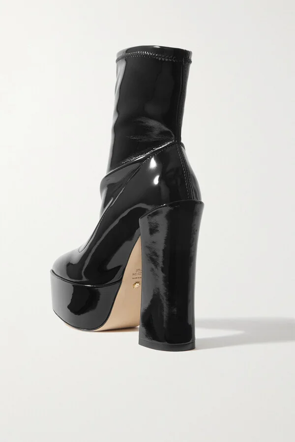 Stuart Weitzman - Skyhigh Patent-leather Platform Ankle Boots - Black - Image 3