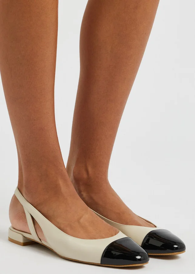 Stuart Weitzman Sleek Leather Slingback Flats - Image 5