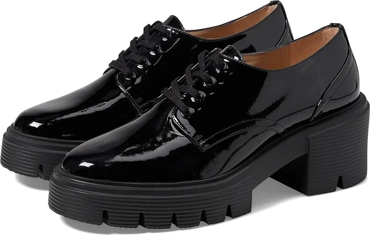 Stuart Weitzman Soho Derby Women's Flat Shoes Black : 11 M, Leather/Rubber