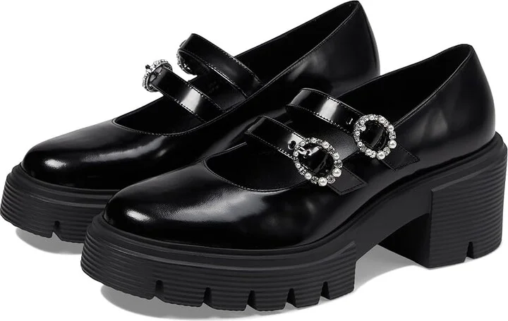 Stuart Weitzman Soho Leighton Mry Jne Women's Flat Shoes Black : 8.5 M, Leather/Rubber