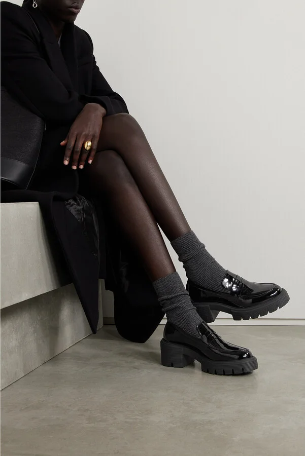 Stuart Weitzman - Soho Patent-leather Platform Loafers - Black - Image 2
