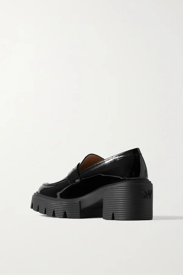 Stuart Weitzman - Soho Patent-leather Platform Loafers - Black - Image 3