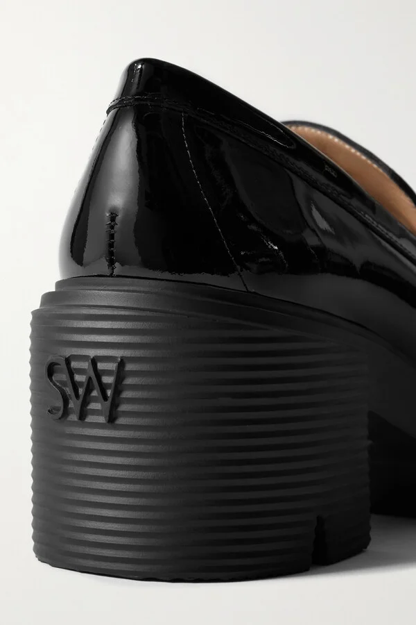Stuart Weitzman - Soho Patent-leather Platform Loafers - Black - Image 4