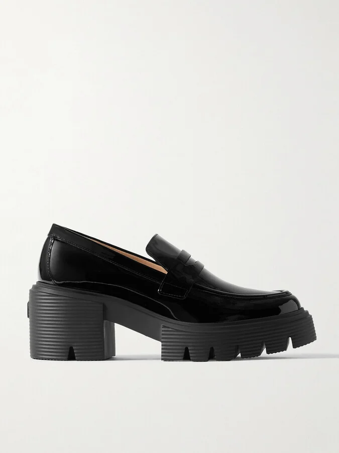 Stuart Weitzman - Soho Patent-leather Platform Loafers - Black