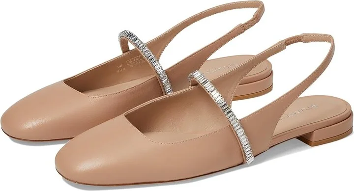 Stuart Weitzman Stefanie Slingback Flat Women's Flat Shoes Adobe/Clear : 7.5 M, Leather