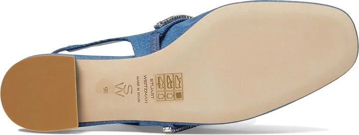 Stuart Weitzman Stefanie Slingback Flat Women's Flat Shoes Washed/Clear : 5.5 M, Leather - Image 3