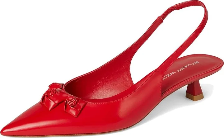 Stuart Weitzman STRT ROSIE SLNGBK 35 High Women's Heels Cherry : 9 M, Leather - Image 5