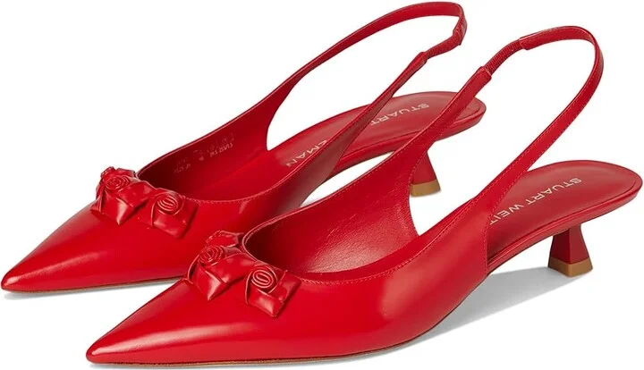 Stuart Weitzman STRT ROSIE SLNGBK 35 High Women's Heels Cherry : 9 M, Leather