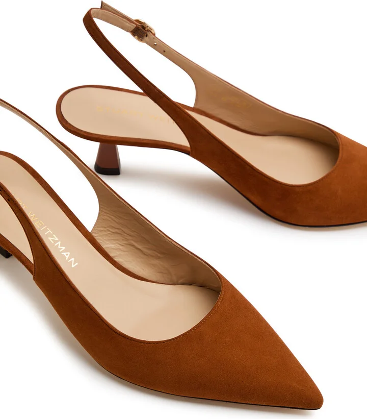Stuart Weitzman Stuart 50 Suede Slingback Pumps - Image 3