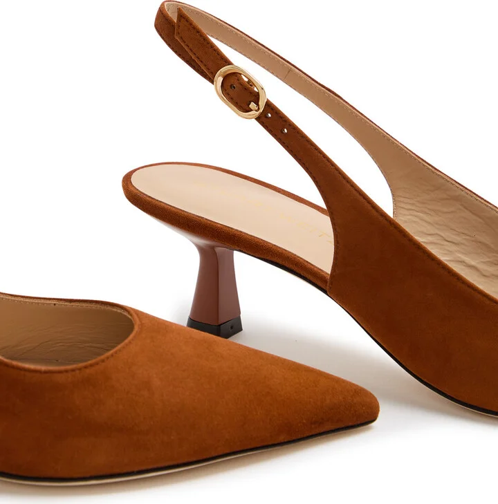 Stuart Weitzman Stuart 50 Suede Slingback Pumps - Image 4