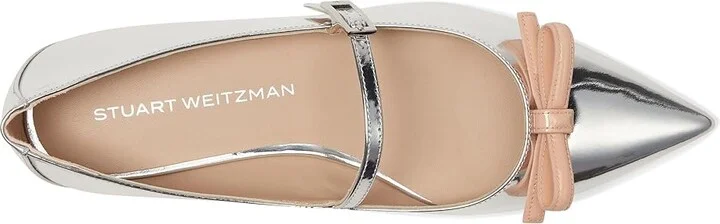Stuart Weitzman Stuart Felicity Mary Jane Women's Flat Shoes Silver/Poudre : 6.5 M, Leather - Image 2