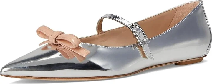 Stuart Weitzman Stuart Felicity Mary Jane Women's Flat Shoes Silver/Poudre : 6.5 M, Leather - Image 5