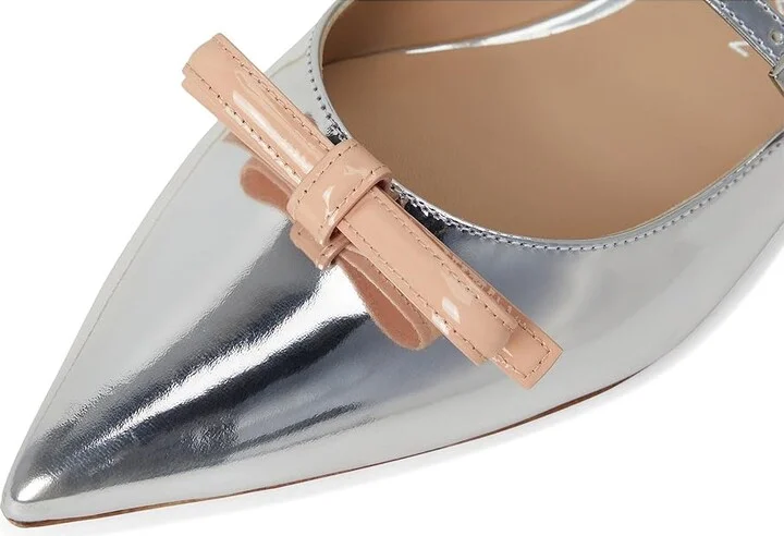 Stuart Weitzman Stuart Felicity Mary Jane Women's Flat Shoes Silver/Poudre : 6.5 M, Leather - Image 7