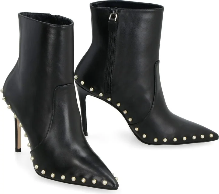 Stuart Weitzman Stuart Leather Pointy-Toe Ankle Boots - Image 3