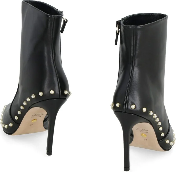 Stuart Weitzman Stuart Leather Pointy-Toe Ankle Boots - Image 4