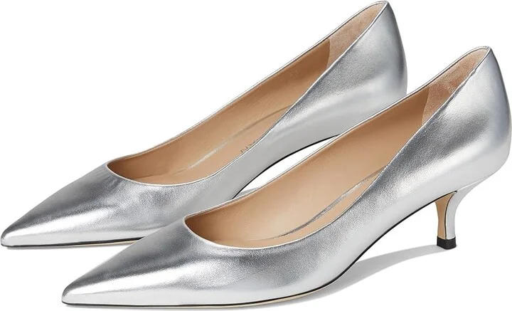 Stuart Weitzman Stuart Power 50 High Women's Heels Silver : 8 M, Leather