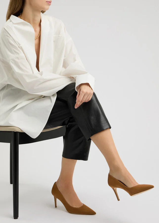 Stuart Weitzman Stuart Power 75 Suede Pumps - Image 5
