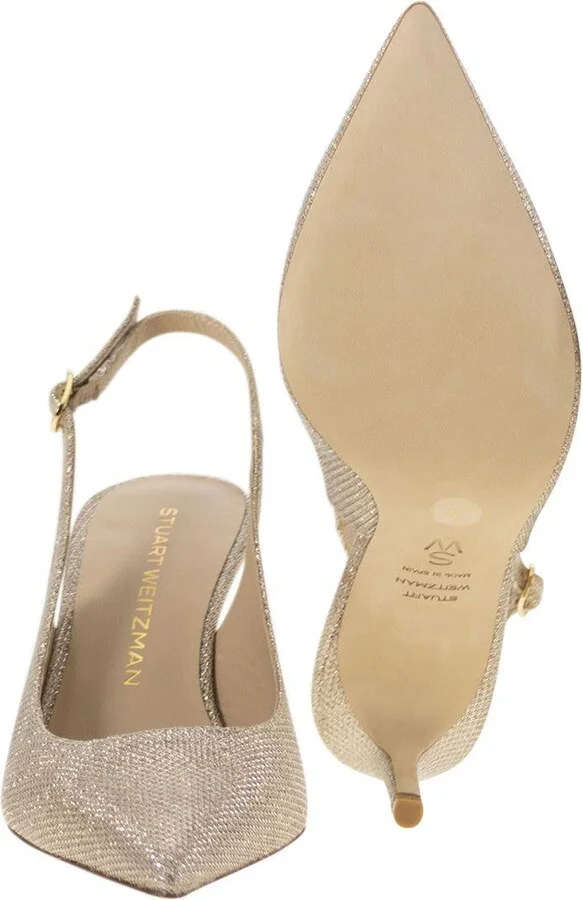 Stuart Weitzman Stuart Power - Metallised Fabric Slingback - Image 5