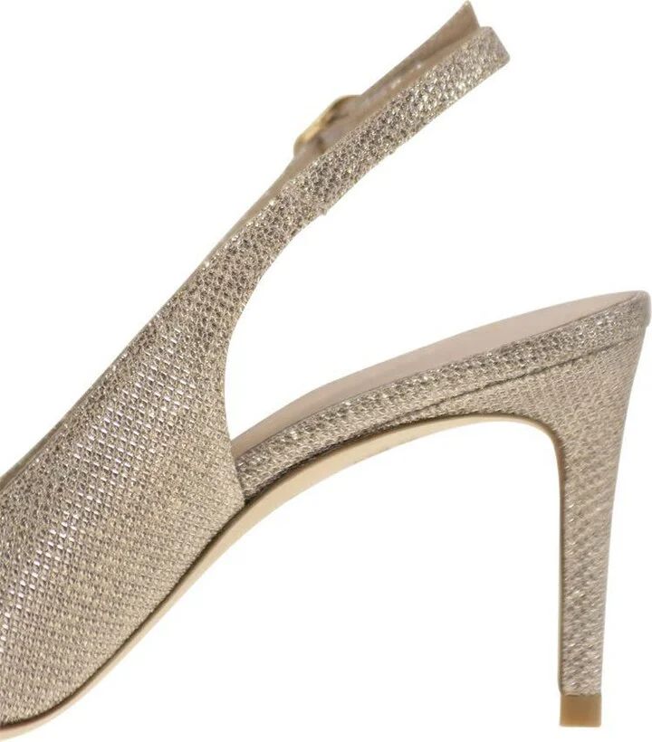 Stuart Weitzman Stuart Power - Metallised Fabric Slingback - Image 7