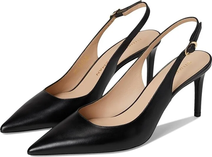 Stuart Weitzman Stuart Power Slingback 75 High Women's Heels Black : 7.5 M, Leather