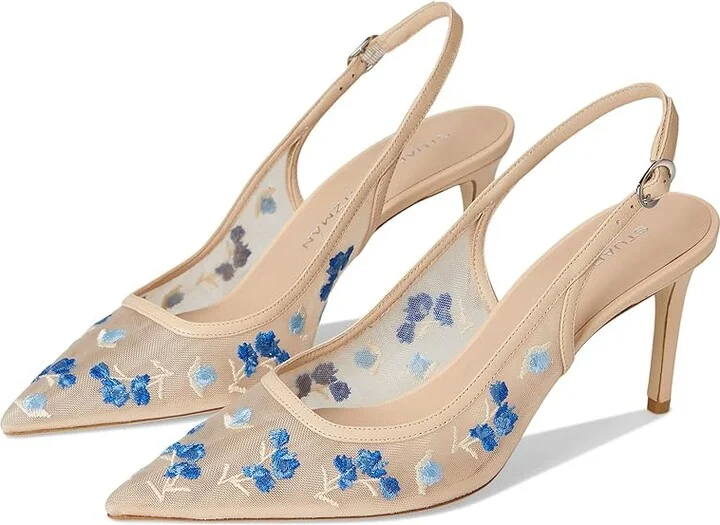Stuart Weitzman Stuart Power Slingback 75 High Women's Heels Cielo Multi/Barely Beige : 11 M, Leather