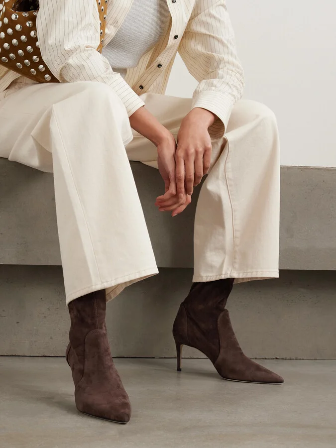 Stuart Weitzman - Stuart Power Suede Ankle Boots - Brown - Image 2
