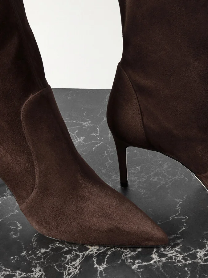 Stuart Weitzman - Stuart Power Suede Ankle Boots - Brown - Image 4