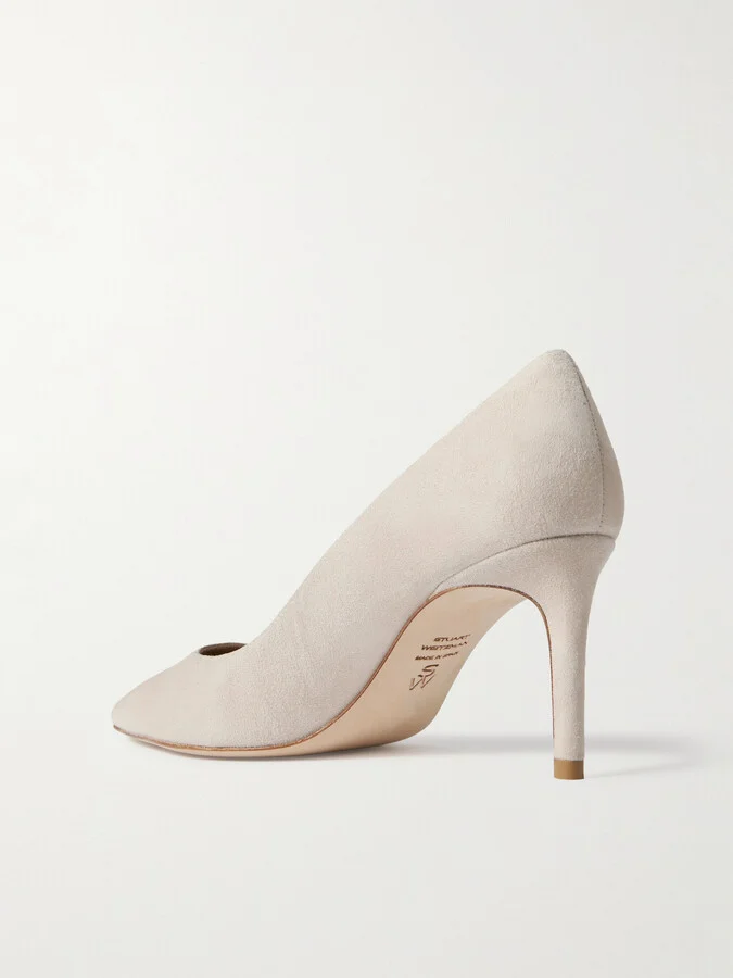 Stuart Weitzman - Stuart Power Suede Pumps - Gray - Image 3