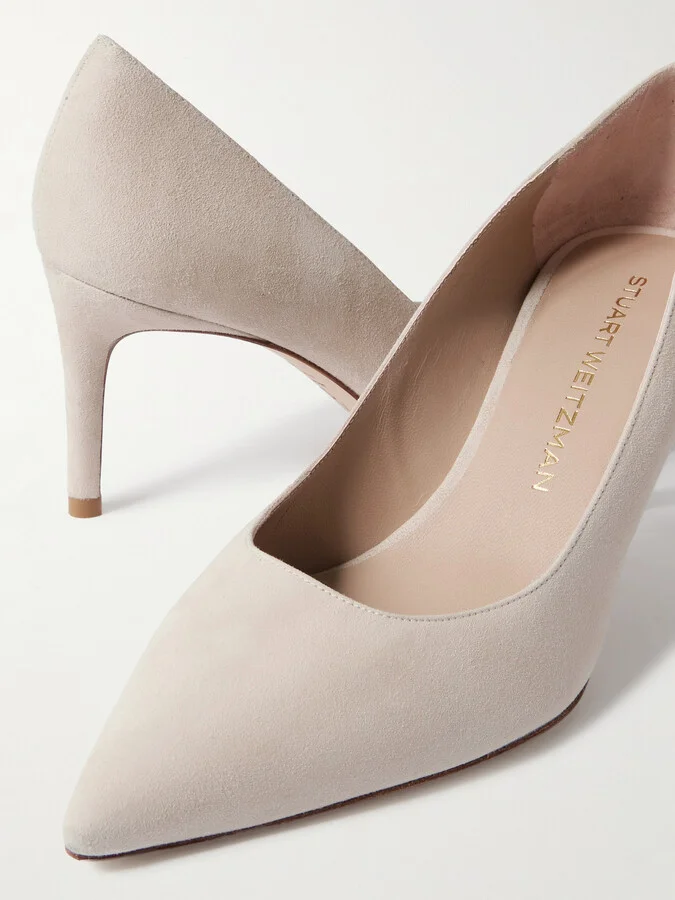 Stuart Weitzman - Stuart Power Suede Pumps - Gray - Image 4