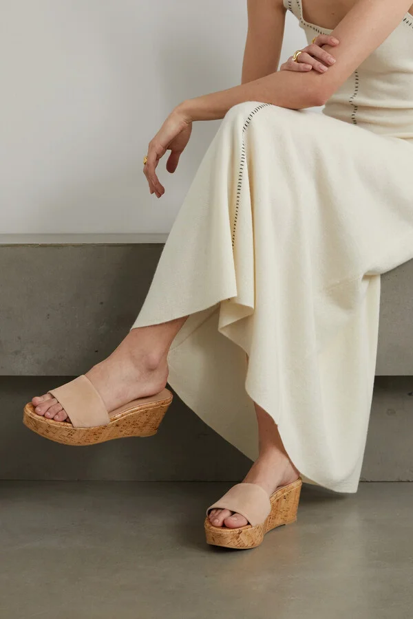 Stuart Weitzman - Summer Suede Wedge Sandals - Neutrals - Image 2