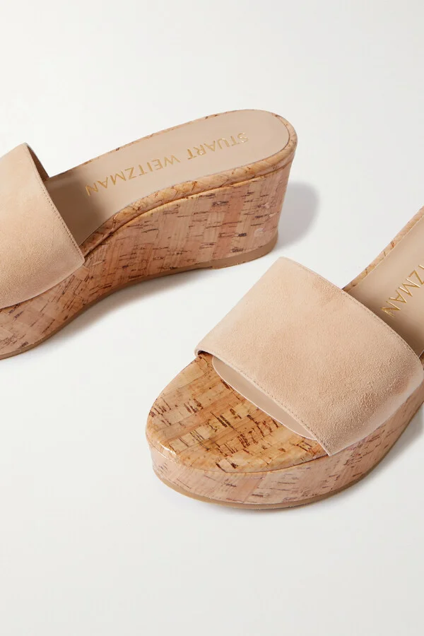 Stuart Weitzman - Summer Suede Wedge Sandals - Neutrals - Image 4