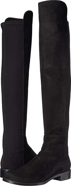 Stuart Weitzman The 5050 Boot Women's Pull-on Boots Black Suede/Stretch Gabardine : 4 W