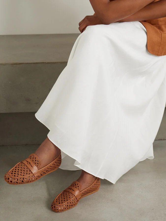 Stuart Weitzman - Thea Woven Leather Loafers - Brown - Image 2
