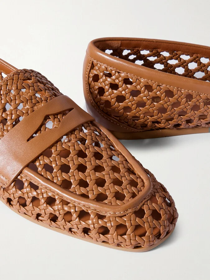 Stuart Weitzman - Thea Woven Leather Loafers - Brown - Image 4