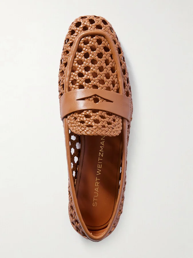 Stuart Weitzman - Thea Woven Leather Loafers - Brown - Image 5