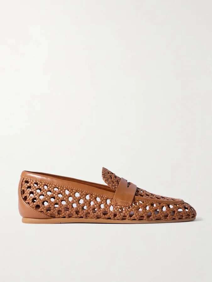 Stuart Weitzman - Thea Woven Leather Loafers - Brown