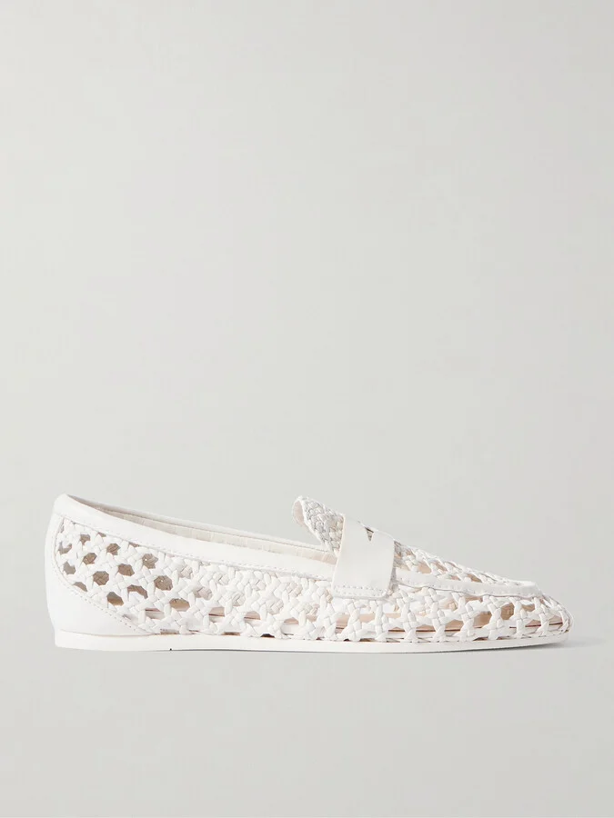 Stuart Weitzman - Thea Woven Leather Loafers - Cream