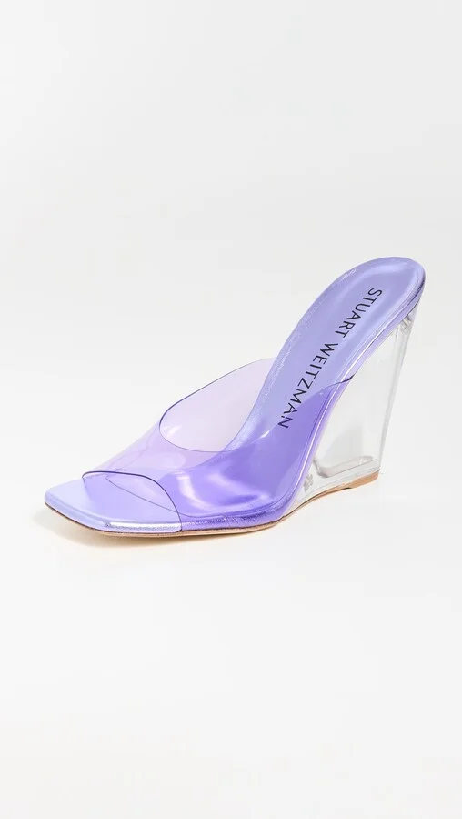 Stuart Weitzman Tia 100mm Lucite Wedge Sandals - Image 3