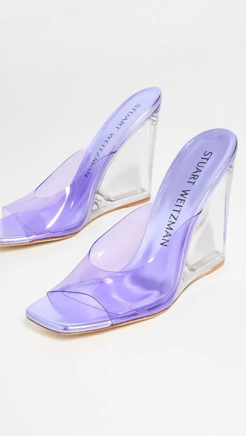 Stuart Weitzman Tia 100mm Lucite Wedge Sandals - Image 5