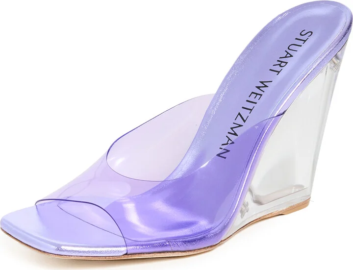 Stuart Weitzman Tia 100mm Lucite Wedge Sandals