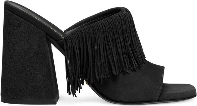 Stuart Weitzman Tia Fringed 100 Heeled Slides
