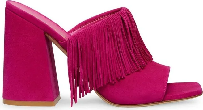Stuart Weitzman Tia Fringed 100 Heeled Slides