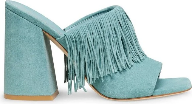 Stuart Weitzman Tia Fringed 100 Heeled Slides
